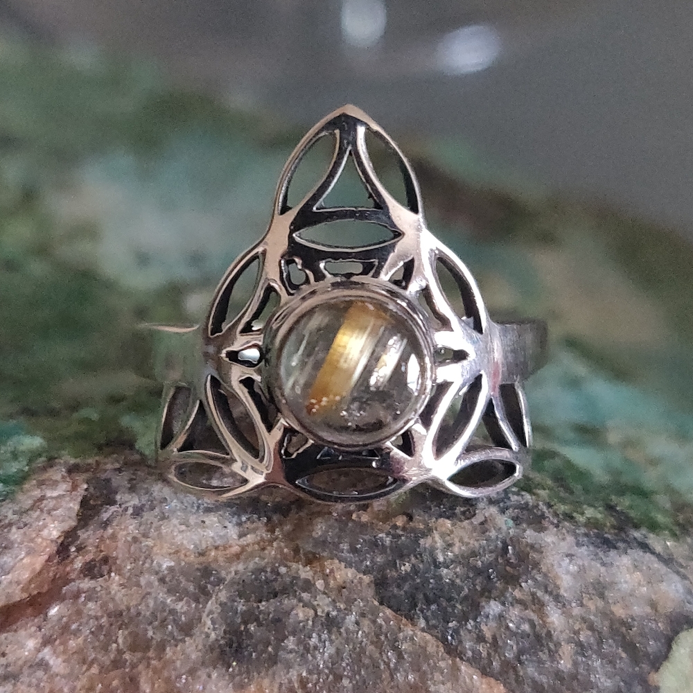Golden Rutile Sterling Silver Ring